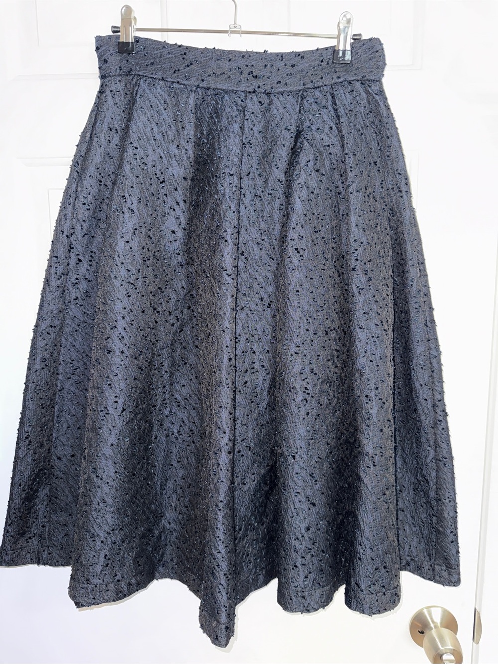 Textured Navy A-Line Skirt with Pockets